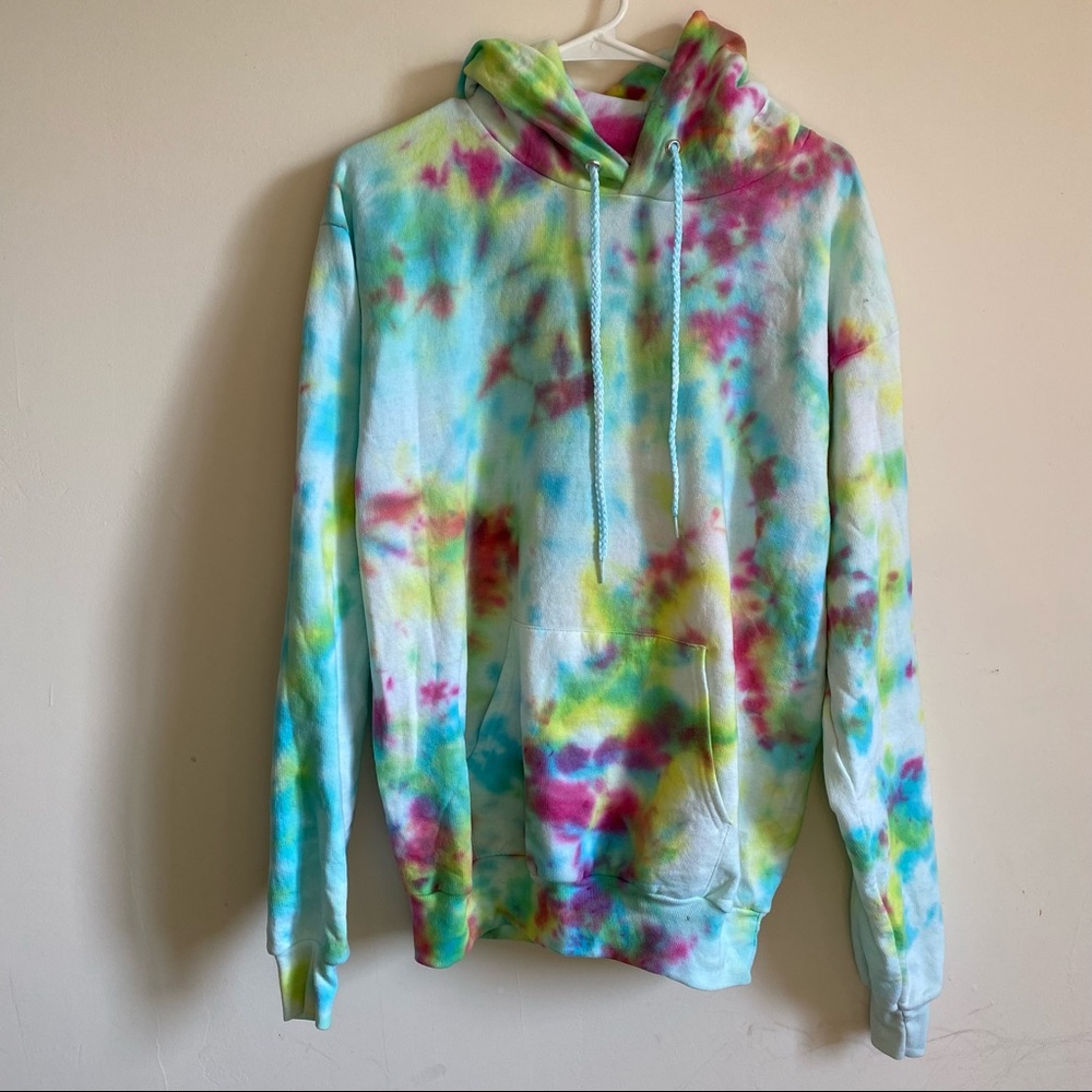 Hanes || Hand Tie Dyed Cotton Blend Hoodie Unisex Size M
